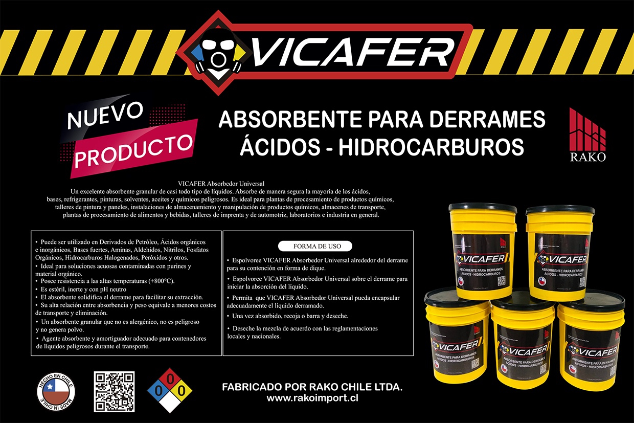 Vicafer absorbente para derrames industriales